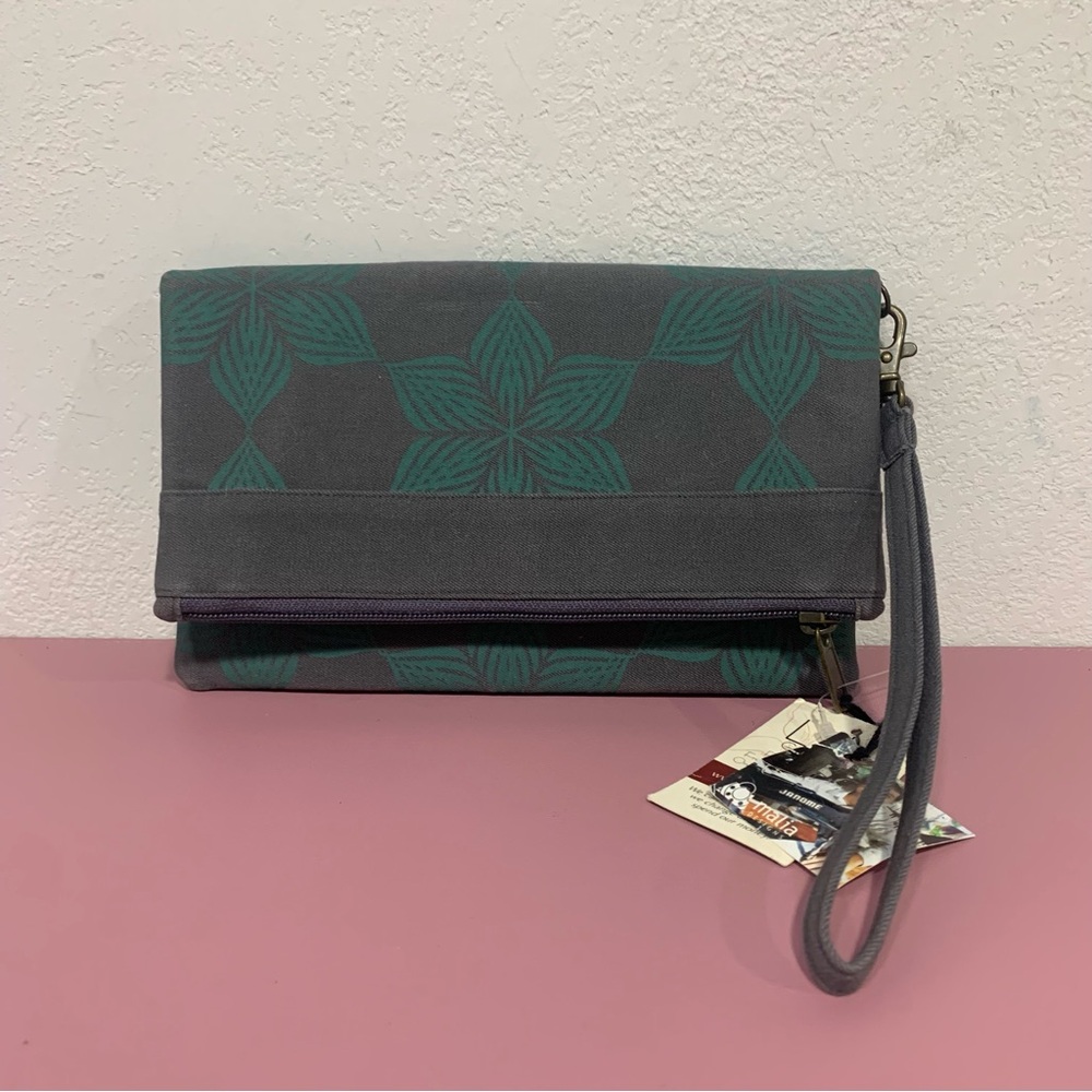 Malia Designs Handmade Cambodia fair market Fold Over Clutch Wristlet print